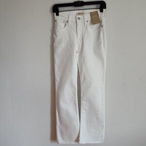 Ladies SZ 23 Madewell Pure White Mid-Rise Kick Out Jean